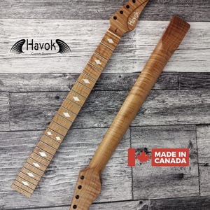 Gitarrenhals Tl Kompatibel AAA + geröstete Flamme Ahorn Satin Hals Edelstahl Jescar Bünde.