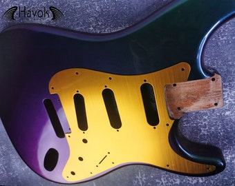 Golpeador de guitarra anodizado dorado, estilo Stratocaster de 11 agujeros SSS