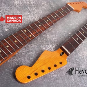 Guitar Neck ST Roasted Maple Guitar Neck, S Style 22 Nickel Frets, Satin Finish for Back, Medium Jumbo Jescar Fret, S Type Custom