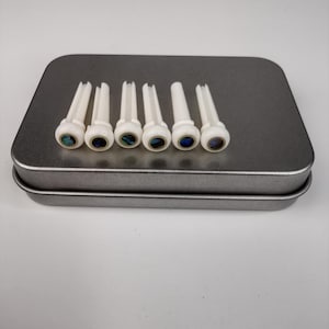 Set 6pcs White Bone Bridge Pins with Shell Dots  Acoustic Guitar Bridge Pins Accesories