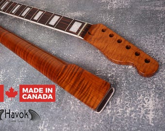 T type Flame Maple Gloss Binding Carbon Fiber Rods Neck Stainless Steel Jescar Frets