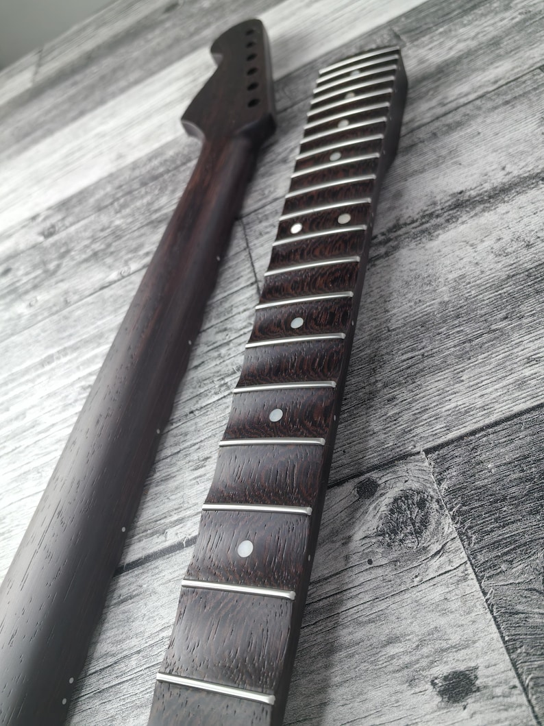 Scalloped S-Type Wenge-hals, S-Style ST-gitarr, rostfritt stål Jescar, 22 band i rostfritt stål, elgitarrhals bild 5
