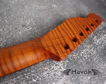 Mástil de guitarra de arce flameado tostado, tipo T, trastes de níquel, Jescar Medium Jumbo