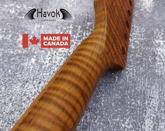 Mástil de arce flameado tostado AA+ tipo S, nitro satinado, trastes Jescar de acero inoxidable