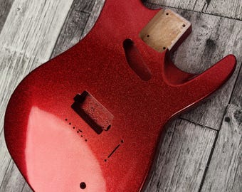 Havok Hard Tail Ruby Red Metallic 2pc Mahogany Guitar S type, HS config Custom Guitar Body. 80' style