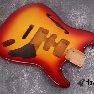 Sienna Burst F-Hole 2PC Alder S type Body Tremolo Rout, ST Custom S-Style Body, Vintage Guitar Part Replacement, Guitar DIY Building Kit