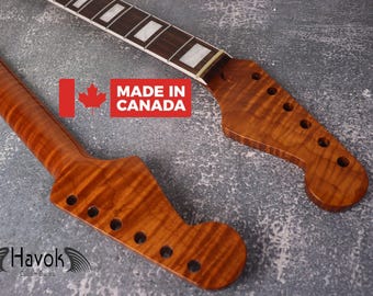 S type Flame Maple Gloss Binding Carbon Fiber Rods Neck Stainless Steel Jescar Frets