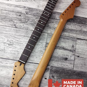 27 inch Roasted Maple Baritone Guitar Neck, S Style, 22 Nickel Frets, Satin Finish