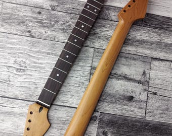 Mástil de guitarra barítono de arce tostado de 27 pulgadas, estilo S, 22 trastes de níquel, acabado satinado.