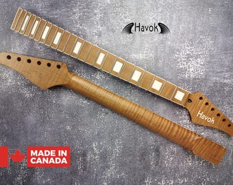 Quarter Sawn Roasted Flame Maple Satin Binding  Neck Stainless Steel Jescar Frets Guitar Neck