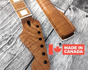 AAA+Roasted Flame maple Guitar Neck S type  Satin Binding  Neck Stainless Steel Jescar Frets Guitar Neck