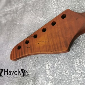 Guitar Neck Dark Flame Roasted Maple Neck, 22 Stainless Steel, ST Satin Neck, Medium Jumbo Jescar Frets, Special Electric