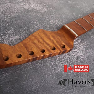 S type Spoke Wheel Roasted Flame Maple Neck, Stainless Steel Frets, Satin ST S-Type Neck, 22 Medium Jumbo Jescar, Guitar Neck