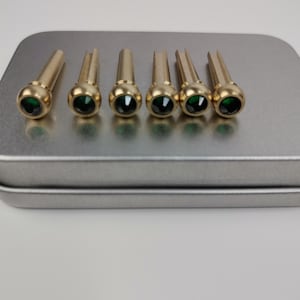 Set 6pcs Brass Green Diamond Bridge Pins with Shell Dots  Acoustic Guitar Bridge Pins Accesories