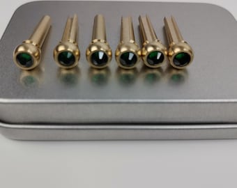 Set 6 Stück Messing Grün Diamant Bridge Pins mit Shell Dots Akkustische Gitarre Bridge Pins Zubehör