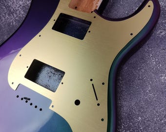 Golpeador de aluminio anodizado para Stratocaster, 11 orificios HH - Plata/Oro