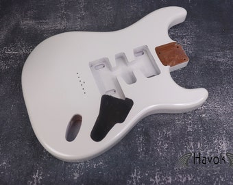 Corpo tipo S in mogano bianco metallizzato 2 pezzi lucido, corpo personalizzato in stile S, sostituzione di parti di chitarra ST vintage, gadget kit di costruzione fai da te