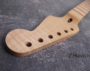 S type Flame Maple Gloss Neck Stainless Steel Frets, Neck, Medium Jumbo Jescar Frets, 22 Frets, Electric Guitar Neck