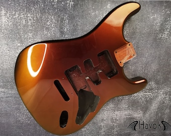 Chameleon Nebula Mahogany S-Style Guitar Body, Tremolo, DIY Kit