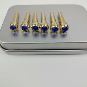 Set 6pcs Brass Blue Diamond Bridge Pins with Shell Dots  Acoustic Guitar Bridge Pins Accesories