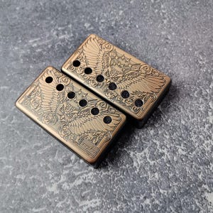 Humbucker Shield, Gitarren-Pickup-Abdeckungen Messing Eulen-Muster für LP-Gitarre, High-End-Zubehör und Ersatz, Gitarren-baukasten, Gitarren-Gadget