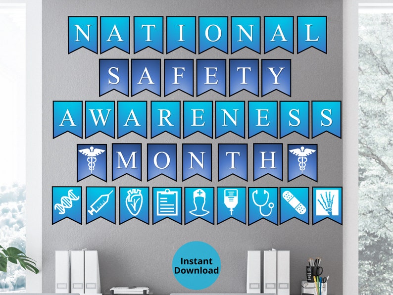 National Safety Awareness Month Printable Wall Banner Safety Awareness