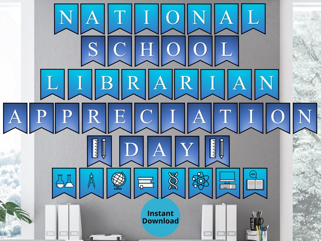 School Librarian Appreciation Day Printable Wall Banner Etsy