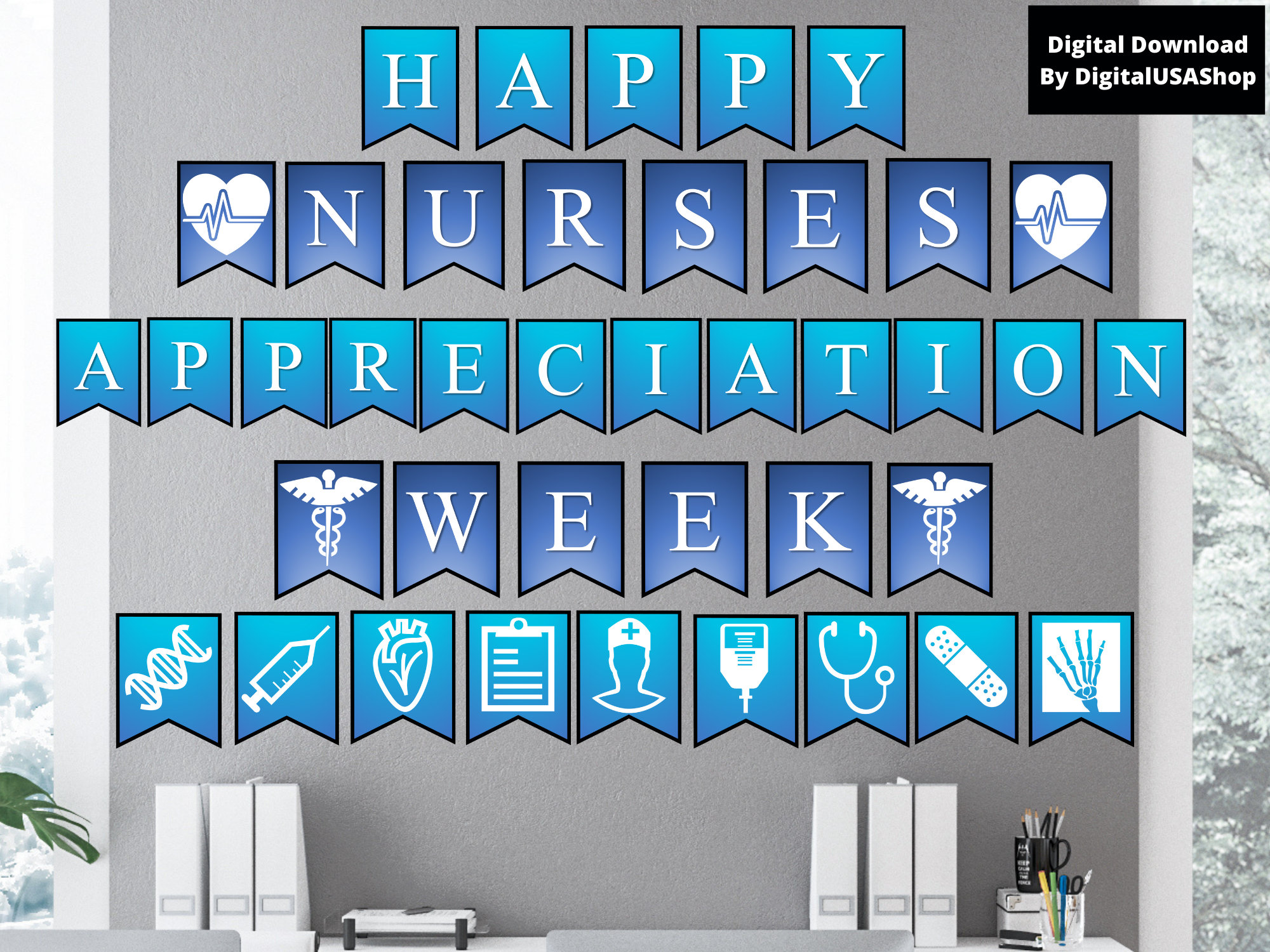 Happy National Nurses Week | Printable Wall Banner | Nurses Week Gift | Nurse Appreciation | Banner Clip Art