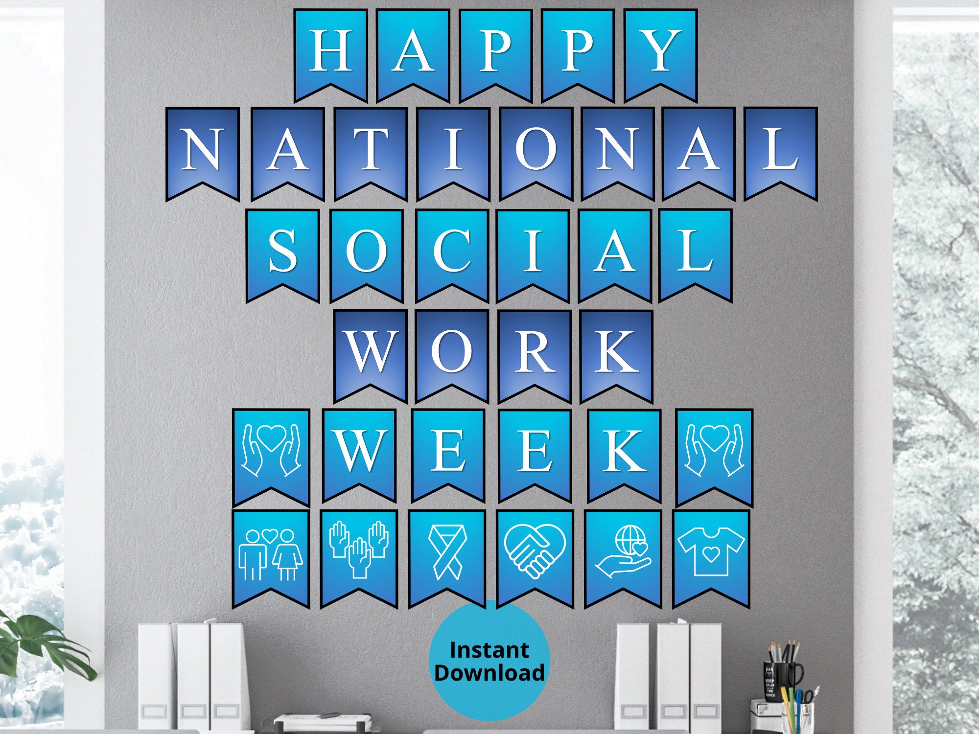 National Social Work Week Printable Wall Banner Social Etsy