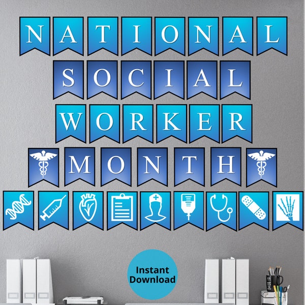 Social Worker Month | Printable Wall Banner | Social Worker Appreciation | Social Work Month  | Banner Clip Art