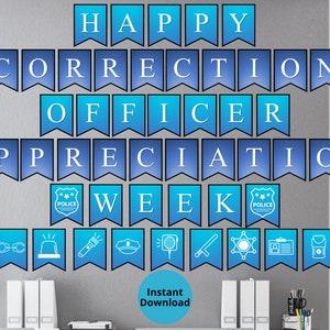 Semana de Apreciación del Oficial de Corrección / Banner de pared imprimible / Apreciación de las fuerzas del orden / Oficial de Corrección / Banner Clip Art