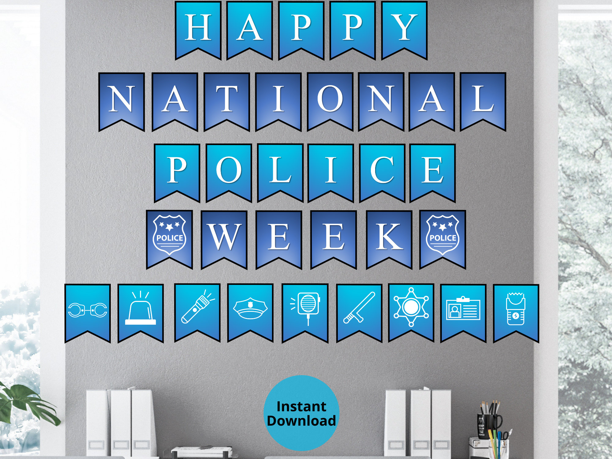 Happy National Police Week Printable Wall Banner Police Week Gift