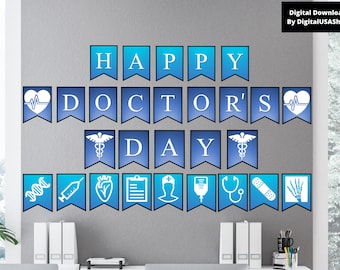 Happy Doctors Day | Printable Wall Banner | Doctor Appreciation Day | Banner Clip Art | Doctor Gift | Thank You Doctors
