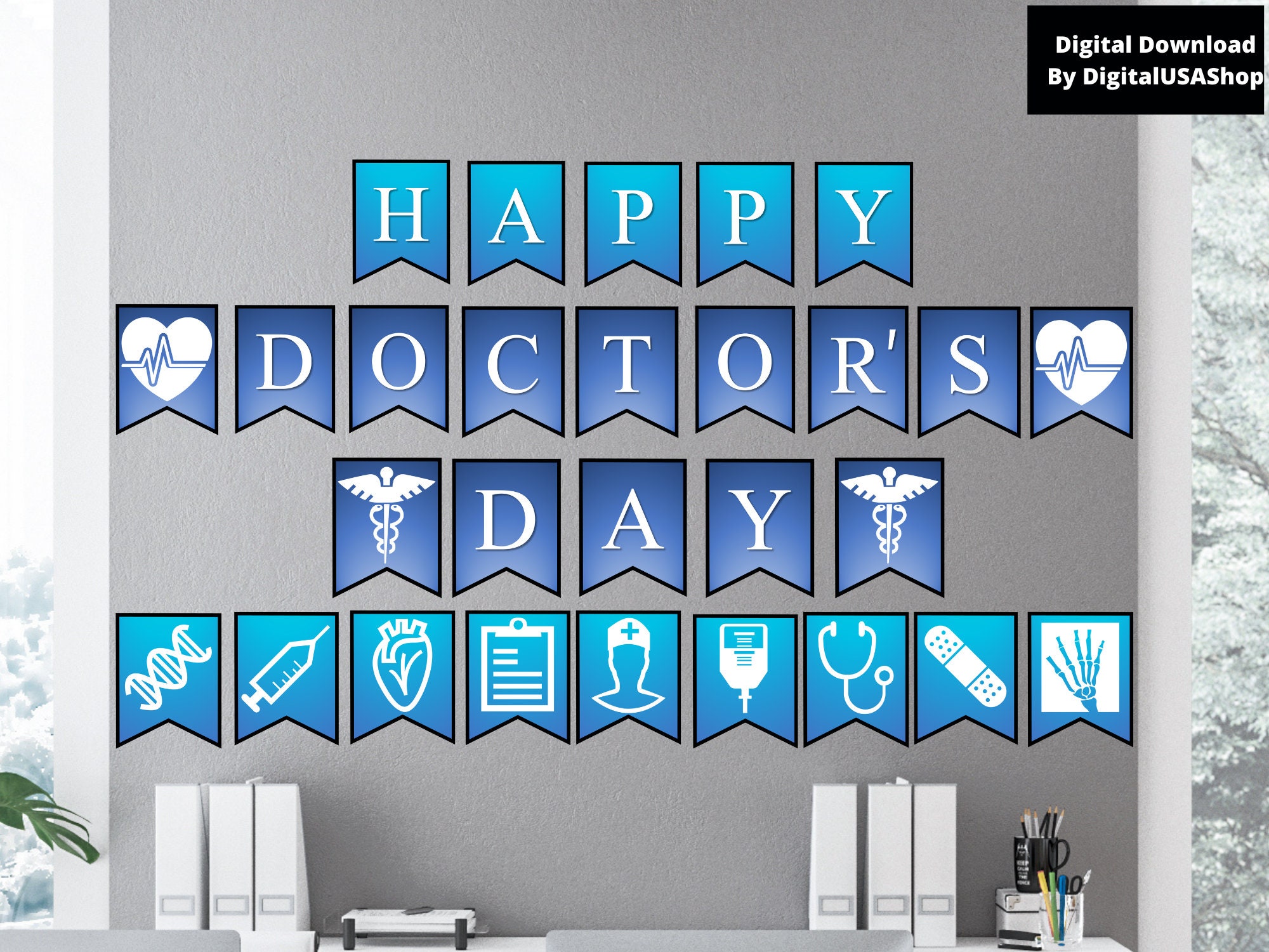 Happy Doctors Day Printable Wall Banner Doctor Etsy