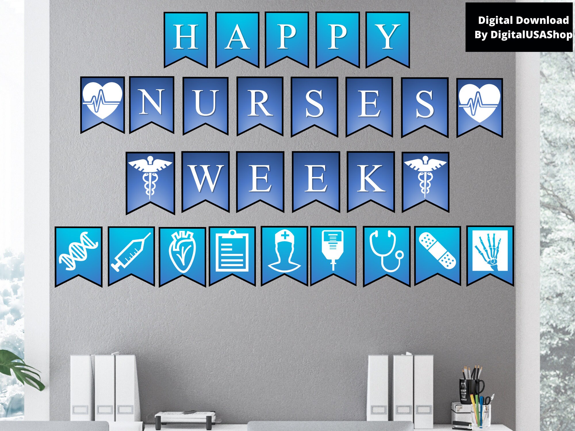 Happy National Nurses Week | Printable Wall Banner | Nurses Week Gift | Nurse Appreciation | Banner Clip Art