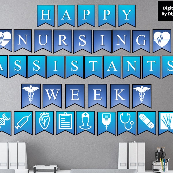 Happy Nursing Assistants Week | Printable Wall Banner | Nurses Week Gift | Nurse Appreciation | Banner Clip Art