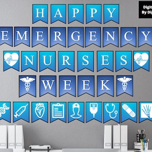 Happy Emergency National Nurses Week | Printable Wall Banner | Nurses Week Gift | Nurse Appreciation | Banner Clip Art
