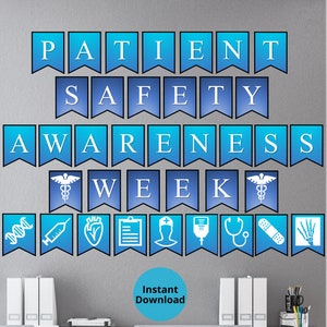 Woche des Bewusstseins für Patientensicherheit | Druckbares Wandbanner | Patientensicherheitswoche | Banner Clip Art | Patientensicherheits-Präventionswoche