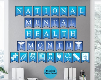 National Mental Health Month | Printable Wall Banner | Mental Health Month | Awareness Month | Banner Clip Art