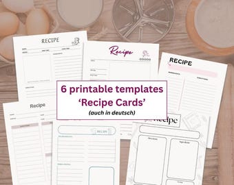 Printable Recipe Cards English German Bilingual A4 Letter Size