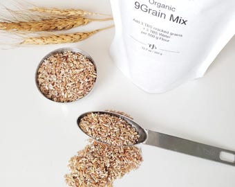 Organic 9 Grain Mix - Cracked | Bread Baking, Cereal with Flax Seeds