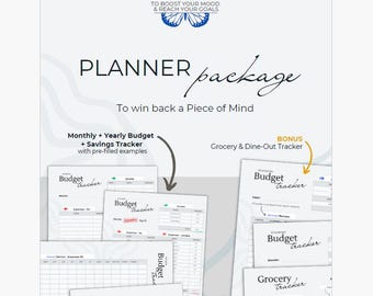 Printable Template - Household Budget Planner + Bonus Dine-Out, Grocery Tracker (pdf)