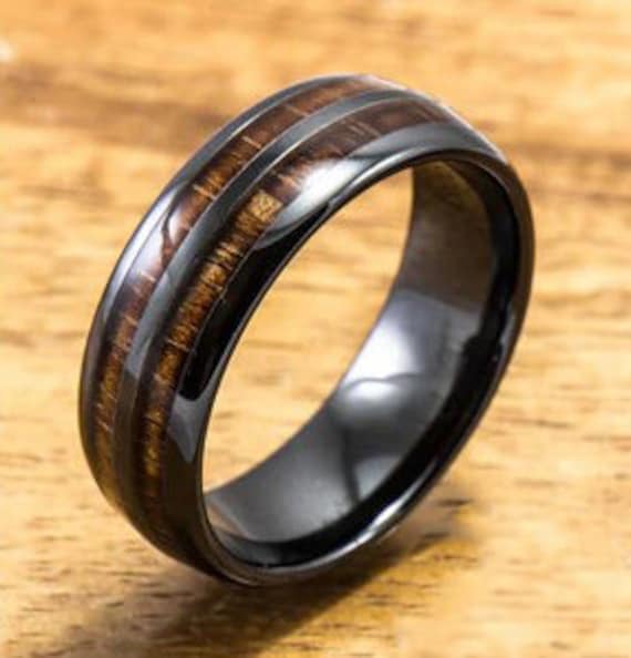 Ceramic Ring With Hawaiian Koa Wood - Etsy
