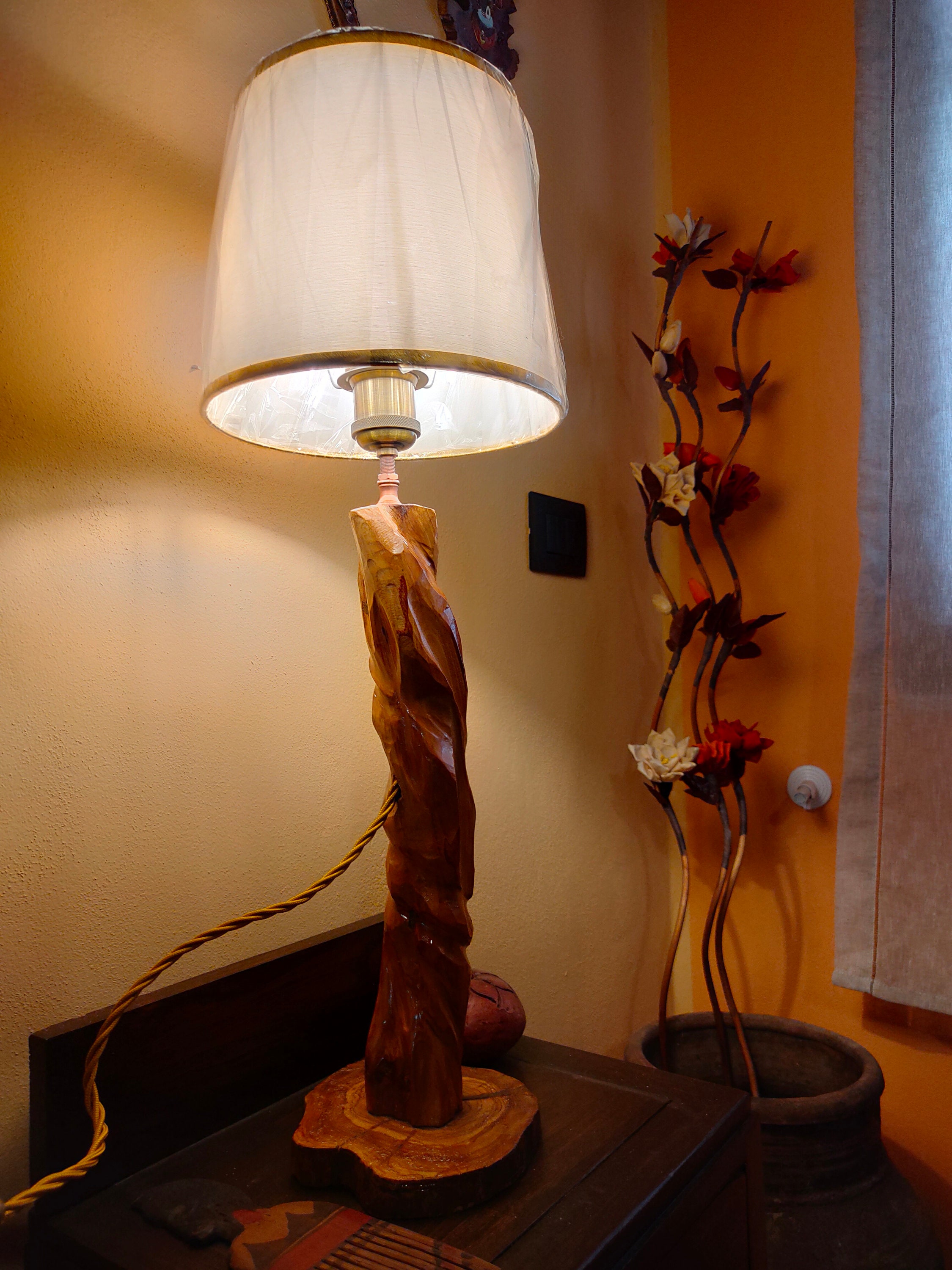 Handinlaid Olive Wood Lamp Etsy