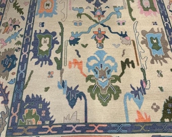 8x10 Beige Turkish Oushak, Area Rug, Oversize rug, New Handknotted oushak, 9x12 Contemporary Modern oushak, Rug, Neutral oushak rug,