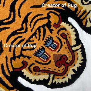 Handmade Tibetan Tiger Wool Rug: Tufted Accent Rug