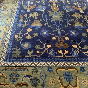 10x14 Blue Turkish Oushak Area Rug, Green Oushak rug, Handmade Wool Rug, 5x8 Orange Modern oushak, Rug, Neutral oushak rug,