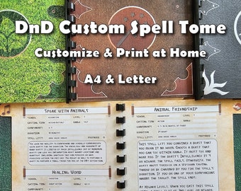 DnD 5E Spell Tome | Alle klassen: A4, Letter, Thuis afdrukken, Digitale download