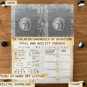 DnD 2014 Paladin Spell and Ability Tracker | Chronicle of Devotion | Print At Home, Digital Download | A4 & Letter