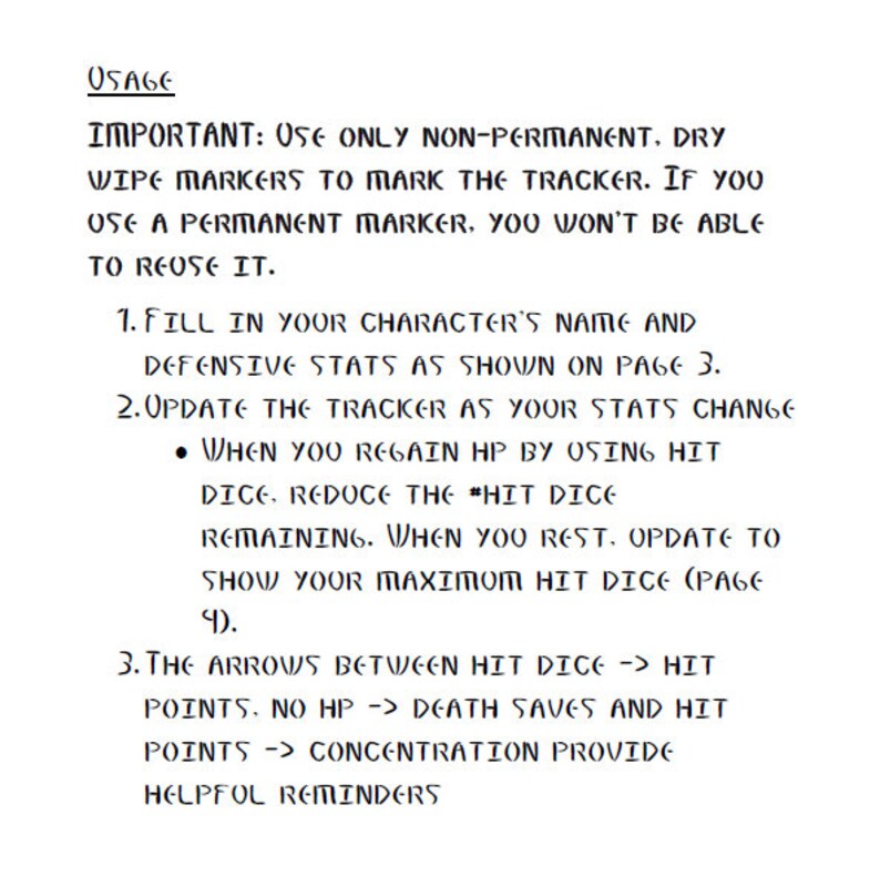 Dnd 5E Defenses Tracker Print at Home, Armor Class, Hit Points, Hit